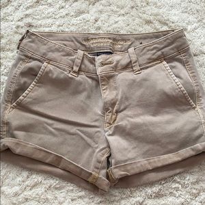 American Eagle Twill khaki midi shorts